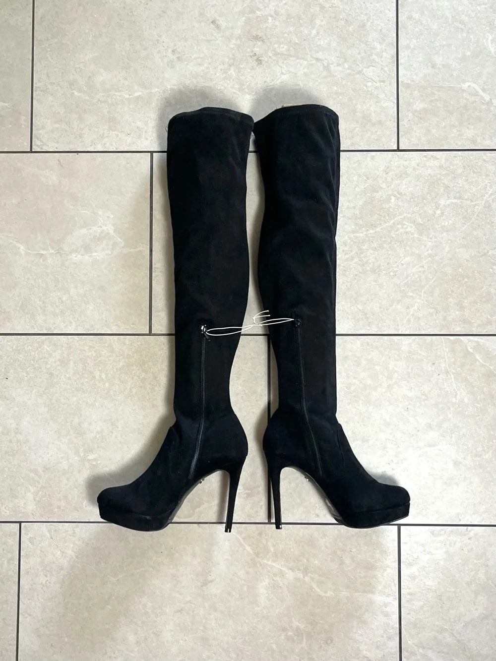 Thalia Sodi Black Faux Suede Knee High Boots Size 7.5